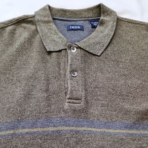 IZOD Men's Olive Polo Sweater 100% Cotton - Large